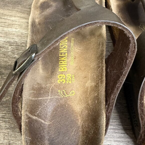 Birkenstock Gizeh Thong Strap Sandals Brown/Gold Leather Size 39 W8 - Picture 9 of 10